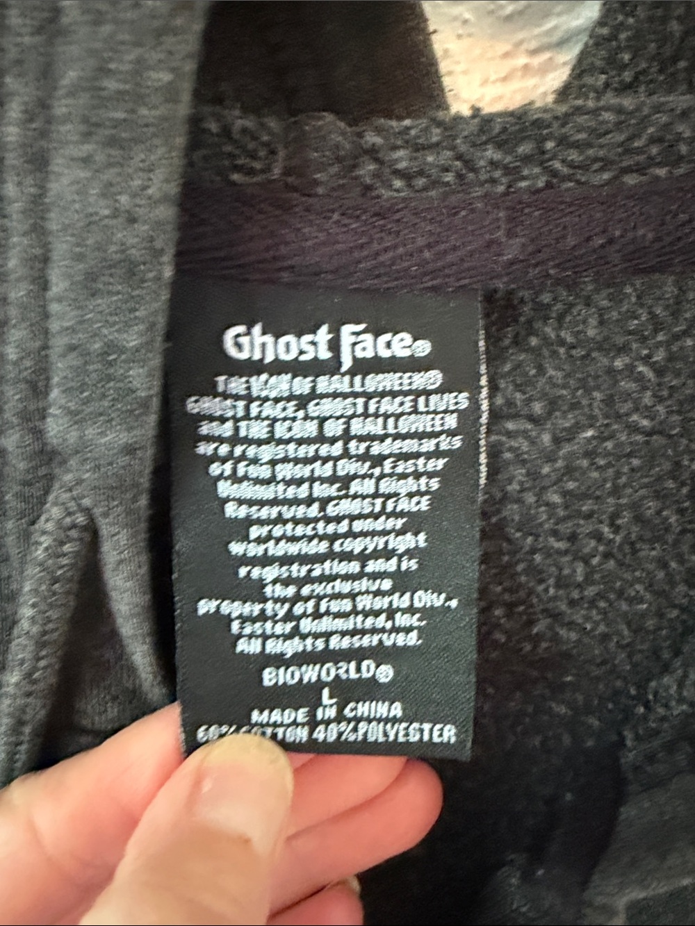 Hot Topic Ghost Face Horror Club Black Graphic Zip-Up Hoodie. Size Large. - Picture 2 of 10